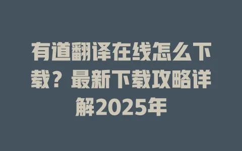 有道翻译在线怎么下载?最新下载攻略详解2025年 4 有道翻译在线怎么下载?最新下载攻略详解2025年 一
