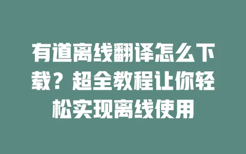有道离线翻译怎么下载?超全教程让你轻松实现离线使用 4 有道离线翻译怎么下载?超全教程让你轻松实现离线使用 一